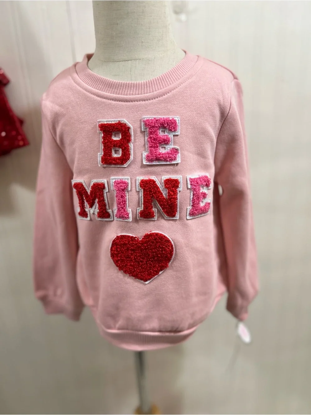Little Lass Pink Sweatshirt and Red Sequin Skirt Set